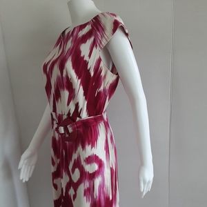 ELLEN TRACY PINKS CAP SLEEVE BELTED DRESS SZ 12
